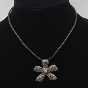 Silpada Sterling Silver Charm On Silpada Black Leather Choker Necklace #813